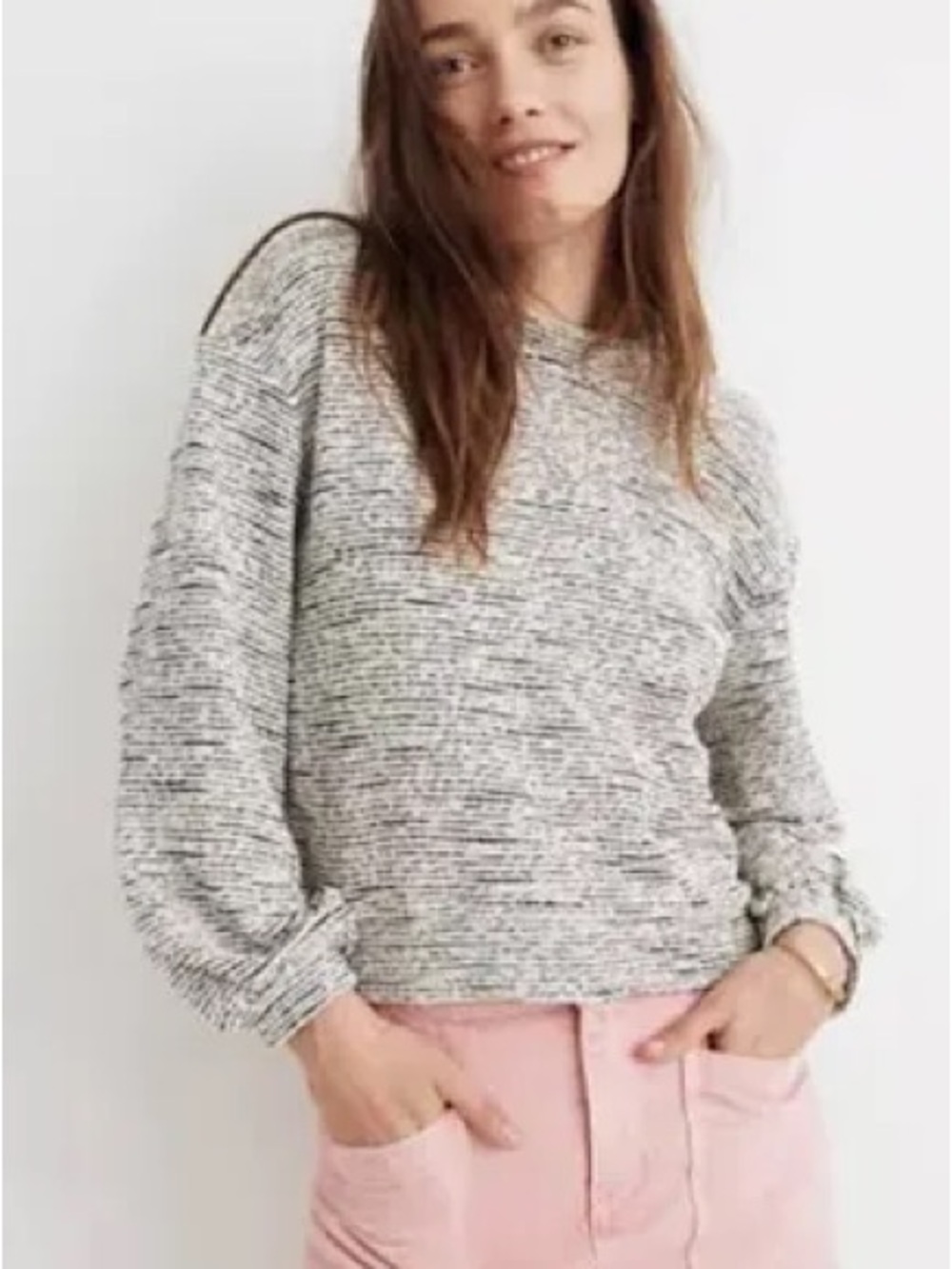 MADEWELL TEXTURE & THREAD BUBBLE SLEEVE TOP